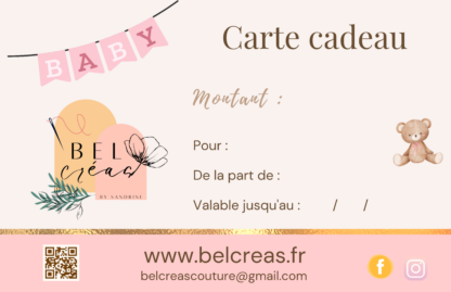 Carte cadeau bébé naissance fille