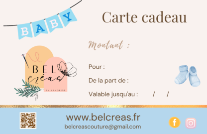 Carte cadeau bébé naissance garçon