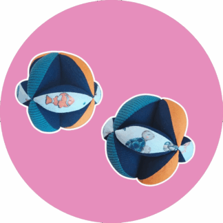 Balle Montessori en stock - sous l'océan / orange et bleu - expédition sous 24h