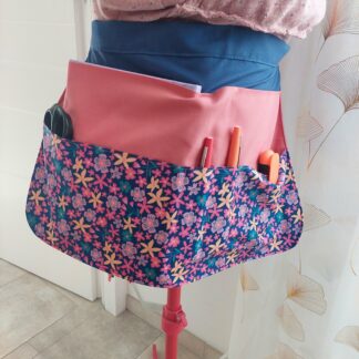 Tablier de maitresse / Atsem bleu, rose et fleuri