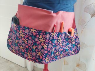Tablier de maitresse / Atsem bleu, rose et fleuri