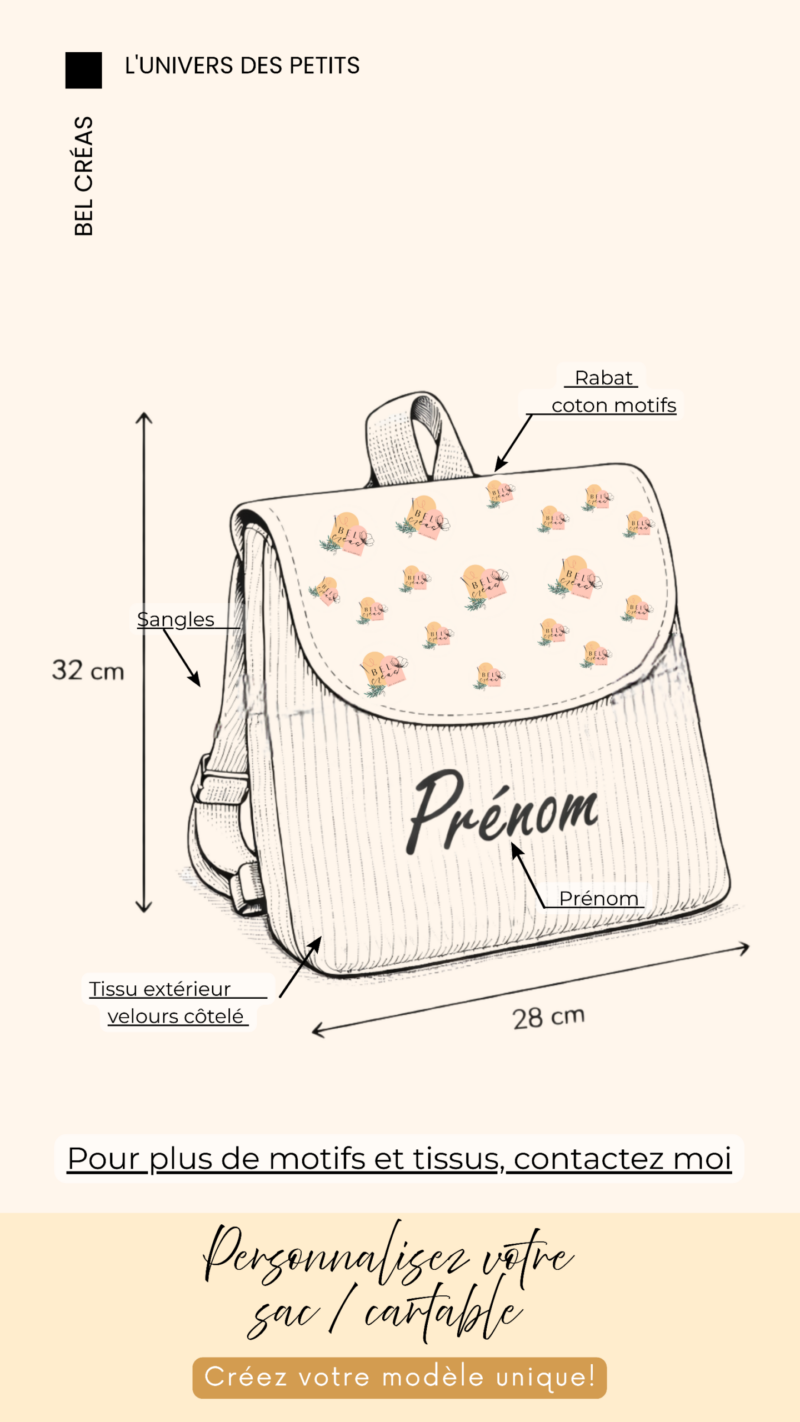 Créez votre sac cartable maternelle ou crèche personnalisé