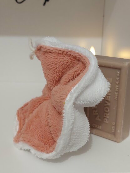 Fleur de douche vieux rose et blanche - éponge bambou  - expédition sous 24h – Image 2