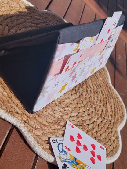 Porte cartes à jouer pour enfants _ étoiles / rose et jaune - Support pratique pour jeux de cartes en famille – Image 4