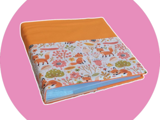Album photo tissu bi-color _ motif renard et orange - expédition sous 24h