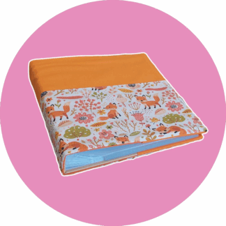 Album photo tissu bi-color _ motif renard et orange - expédition sous 24h