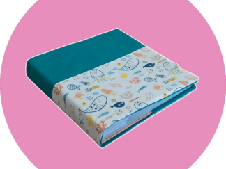 Album photo tissu bi-color _ motif poisson et bleu turquoise - expédition sous 24h