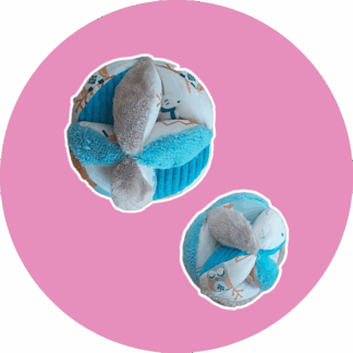 Balle Montessori en stock - renard et hiboux - bleu/beige - expédition sous 24h