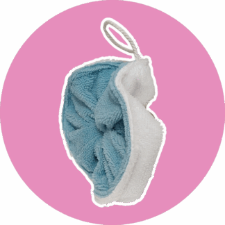 Fleur de douche bleue et blanche - éponge bambou  - expédition sous 24h -