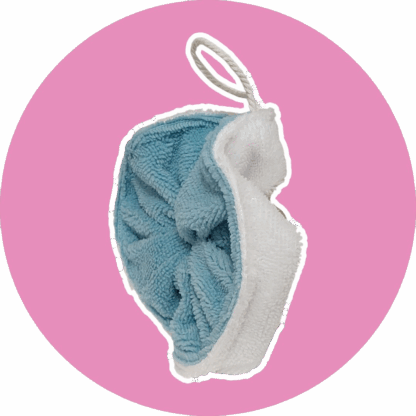 Fleur de douche bleue et blanche - éponge bambou  - expédition sous 24h -