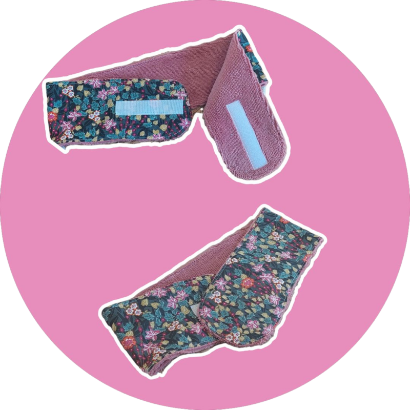 Bandeau de cheveux spécial skin care - feuillage vert et rose - expédition sous 24h