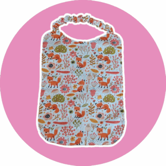 Bavoir maternelle - tissu renard et éponge nid d'abeille beige