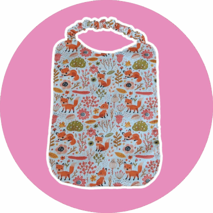 Bavoir maternelle - tissu renard et éponge nid d'abeille beige