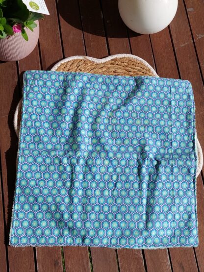 Serviette visage fleurs / bleu - éponge bambou vert menthe – Image 3