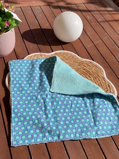 Serviette visage fleurs / bleu - éponge bambou vert menthe – Image 4