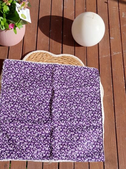 Serviette visage fleurs / violet - éponge bambou blanc – Image 2