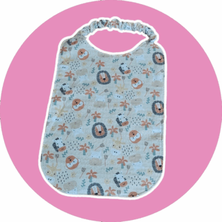Bavoir maternelle - tissu animaux de la jungle et nid d'abeille beige