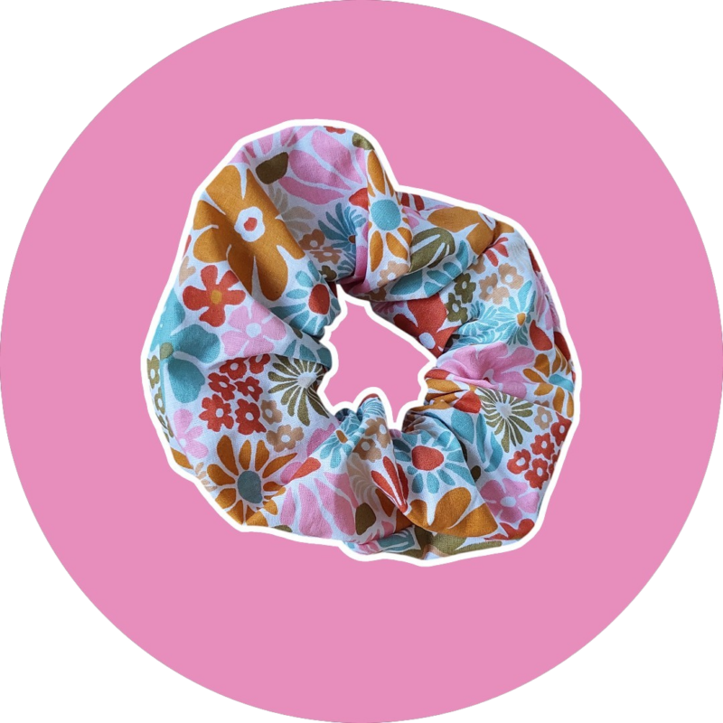 Chouchou XL - Fleurs rétro - expédition sous 24h