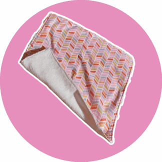 Serviette visage rose / chevrons jaune-gris - éponge bambou blanc