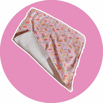 Serviette visage rose / chevrons jaune-gris - éponge bambou blanc
