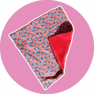 Serviette visage à fleurs rouge et grise - éponge bambou rouge
