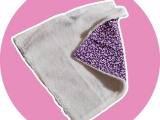 Serviette visage fleurs / violet - éponge bambou blanc