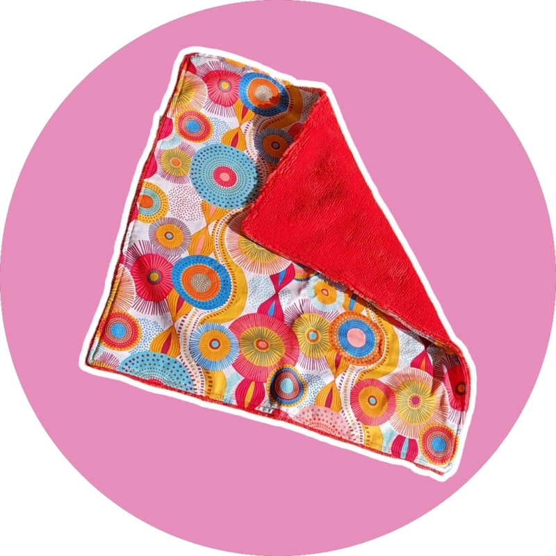 Serviette visage rosace multi-color - éponge bambou rouge