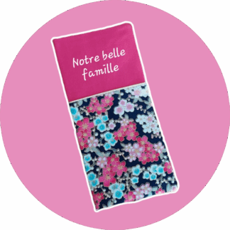 Protège livret de famille - rose et fleurs - personnalisable - expédition sous 24h