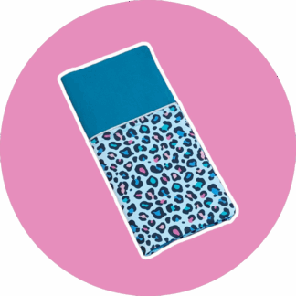 Protège livret de famille - turquoise et léopard multicolore - personnalisable - expédition sous 24h