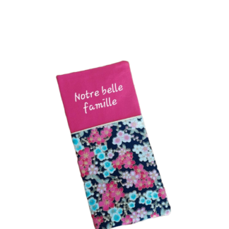 Protège livret de famille - rose et fleurs - personnalisable - expédition sous 24h