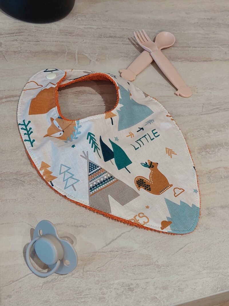 Bavoir bébé en coton & éponge bambou