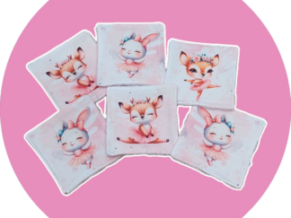 Débarbouillettes / Lingettes lavables bébé premium - lot de 6 - danseuses biches / lapins - Expédition sous 24H