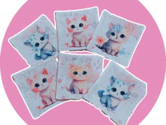 Débarbouillettes / Lingettes lavables bébé premium - lot de 6 - chat / chatons - Expédition sous 24H