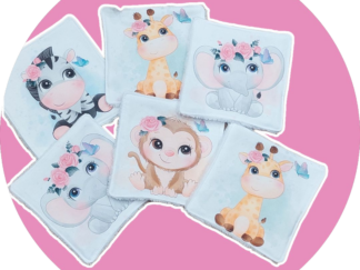 Débarbouillettes / Lingettes lavables bébé premium - lot de 6 - animaux / fleurs - Expédition sous 24H
