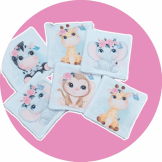 Débarbouillettes / Lingettes lavables bébé premium - lot de 6 - animaux / fleurs - Expédition sous 24H