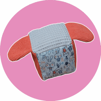 Cube d'éveil - orange / beige et lapins - Expédition sous 24H