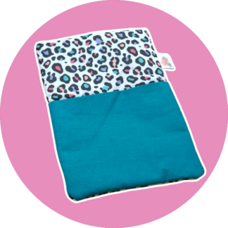 Protège livres de poche et liseuse léopard bleu et rose - personnalisable - expédition sous 24h