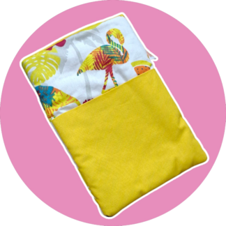 Protège livres de poche et liseuse flamant rose et jaune - personnalisable - expédition sous 24h