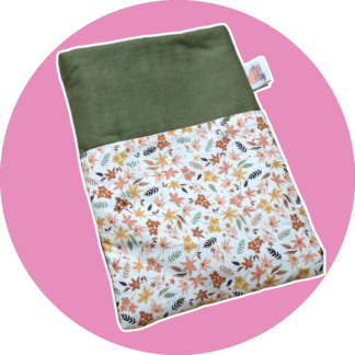 Protège livres de poche et liseuse - kaki et fleuri - personnalisable - expédition sous 24h