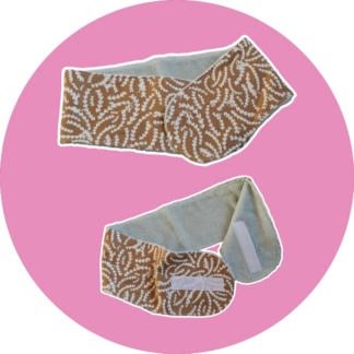 Bandeau de cheveux spécial skin care - camel et bleu céladon - expédition sous 24h