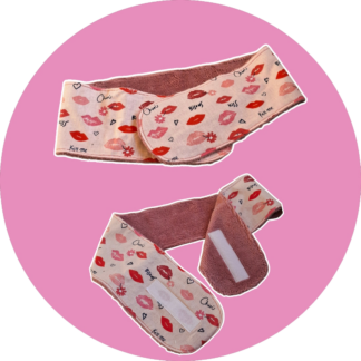 Bandeau de cheveux spécial skin care - kiss bisous et rose - expédition sous 24h