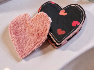 Lingettes démaquillantes lavables en forme de cœur - lot de 6